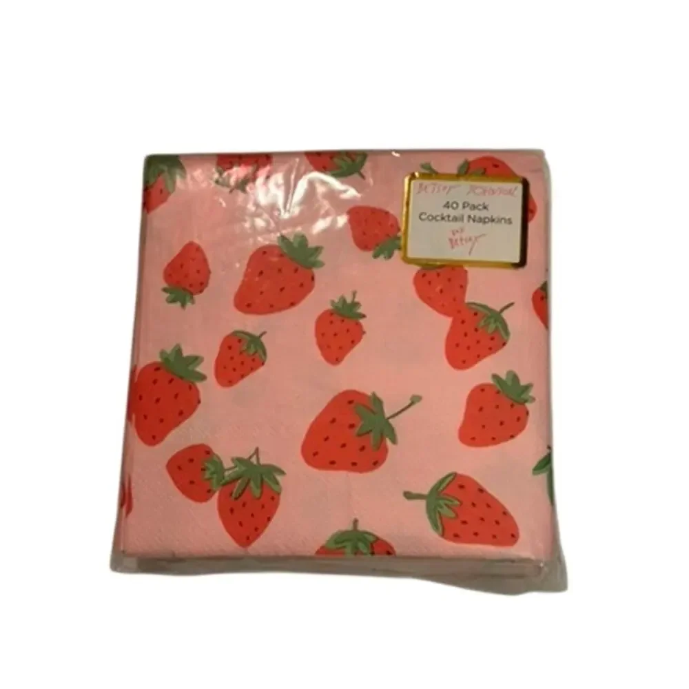 Betsey Johnson 40 Pack Pink & Red Strawberry Cocktail Napkins NEW